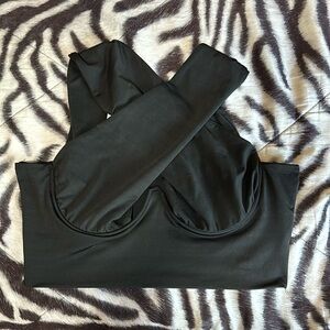 Black crop top with cutouts